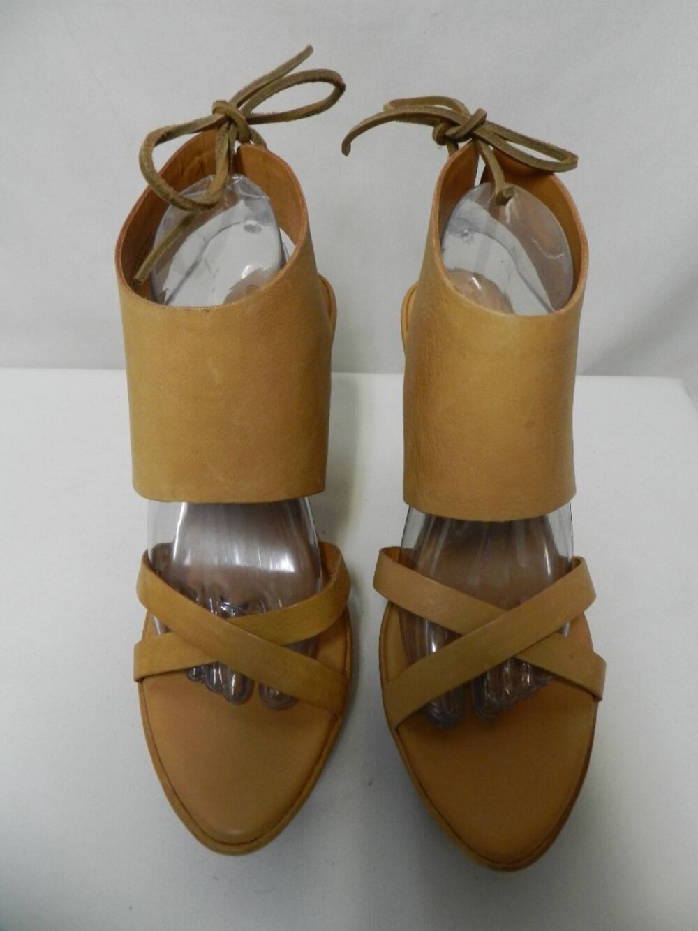 Kork Ease Leather back tie lace wedge platform heels sandals taupe Size Sz 10 - Picture 4 of 16